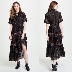 Free People “Rare feelings” dress in black/multi.